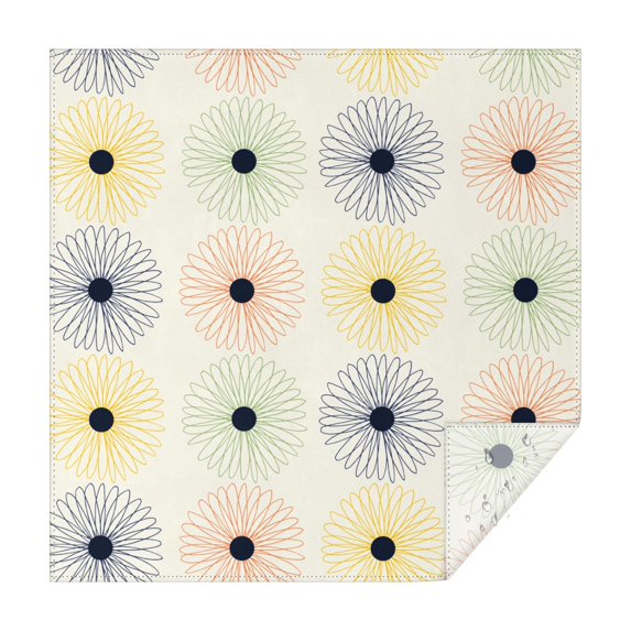 42x42in(107x107cm) Square Tablecloth, Waterproof Polyester Table Cover, Wrinkle Resistant & Washable Fabric for Dining, Kitchen, Picnic, Daisy Flowers Print