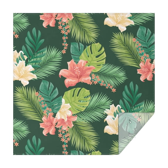 42x42in(107x107cm) Square Tablecloth, Waterproof Polyester Table Cover, Wrinkle Resistant & Washable Fabric for Dining, Kitchen, Picnic, Tropical Leaf Print