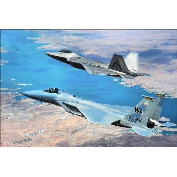 42x63 Poster; F-22 Raptor And F-15 Eagle