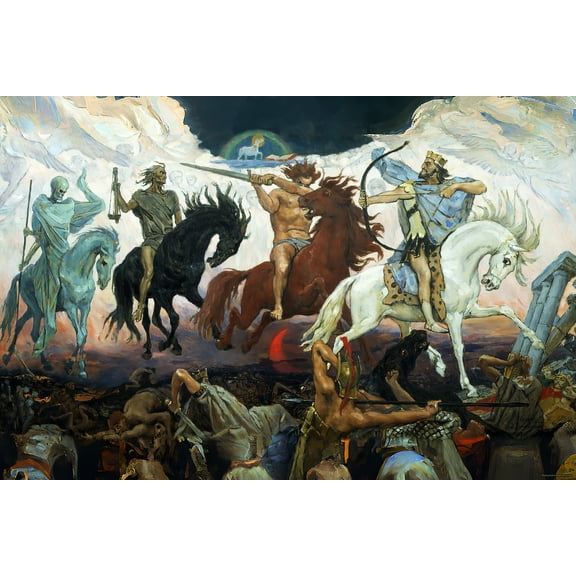 42x63 Poster; Four Horsemen Of The Apocalypse, An 1887 Painting By Victor Vasnetsov. The Lamb Is Visible At The Top
