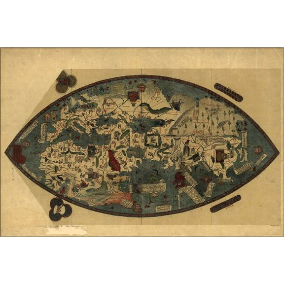 42x63 Poster; Genoese World Map 1457