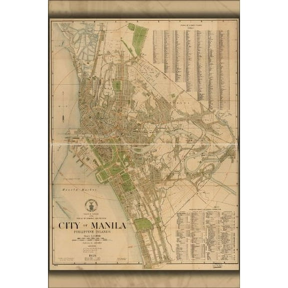 42x63 Poster; Map Of City Of Manila, Philippines 1920