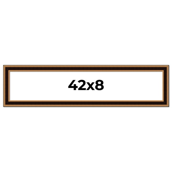 42x8 Frame Gold Brown Plein Air Vintage Solid Wood Picture Frame | 1.75 Inches Moulding Width |