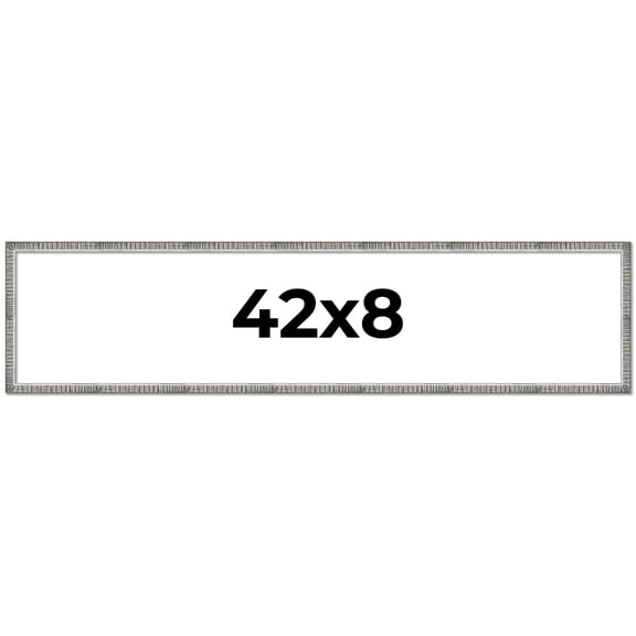 42x8 Frame Silver Grey Distressed Solid Wood Picture Frame | 0.75 Inch Moulding Width | Interior