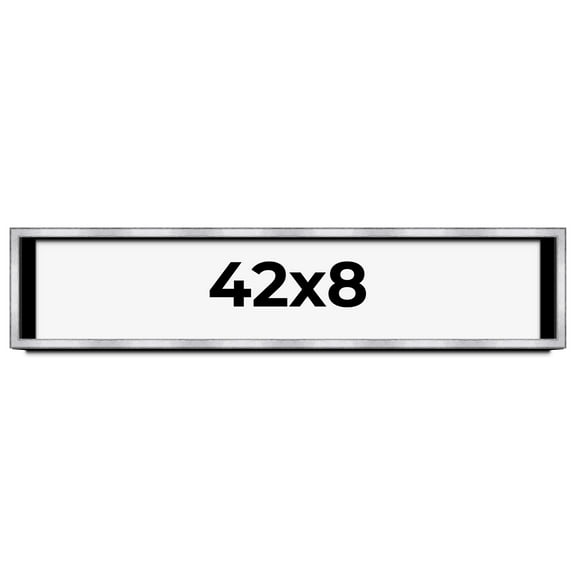 42x8 Shadow Box Frame Silver | 1.375 Inches Deep Real Wood Contemporary Shadowbox Display Frame |