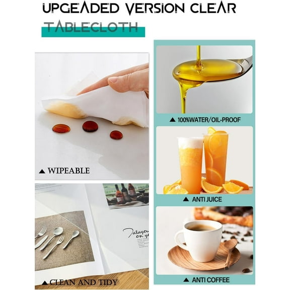 42x84 Inch Clear Dining Room Table Protector 1.5mm Thick Plastic Tablecloth