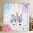 thumbnail image 1 of 42x84 inch Curtains Flower Unicorn 30%-50% Blackout Curtains 30-50%,Cartoon Unicorn Curtains Drapes,Watercolor Rainbow Unicorn Window Curtains 2 Panels for Living Room, 1 of 6