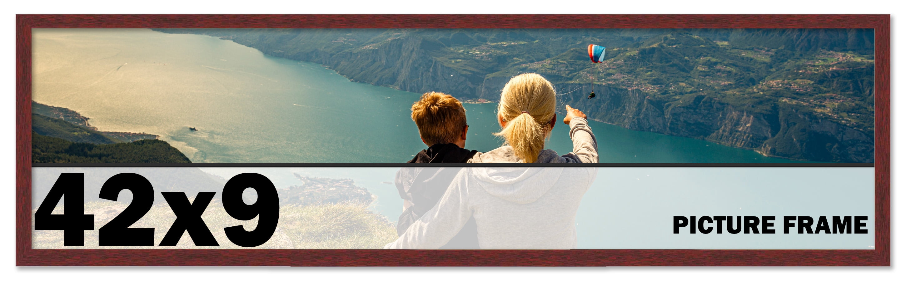 42x9 Frame Brown Mahogany Picture Frame - Solid Wood Frame Kit Includes ...