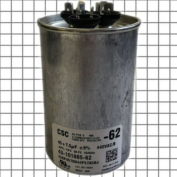 43-101665-62 - OEM Rheem Run Capacitor 45 + 7.5 uF 440 volt