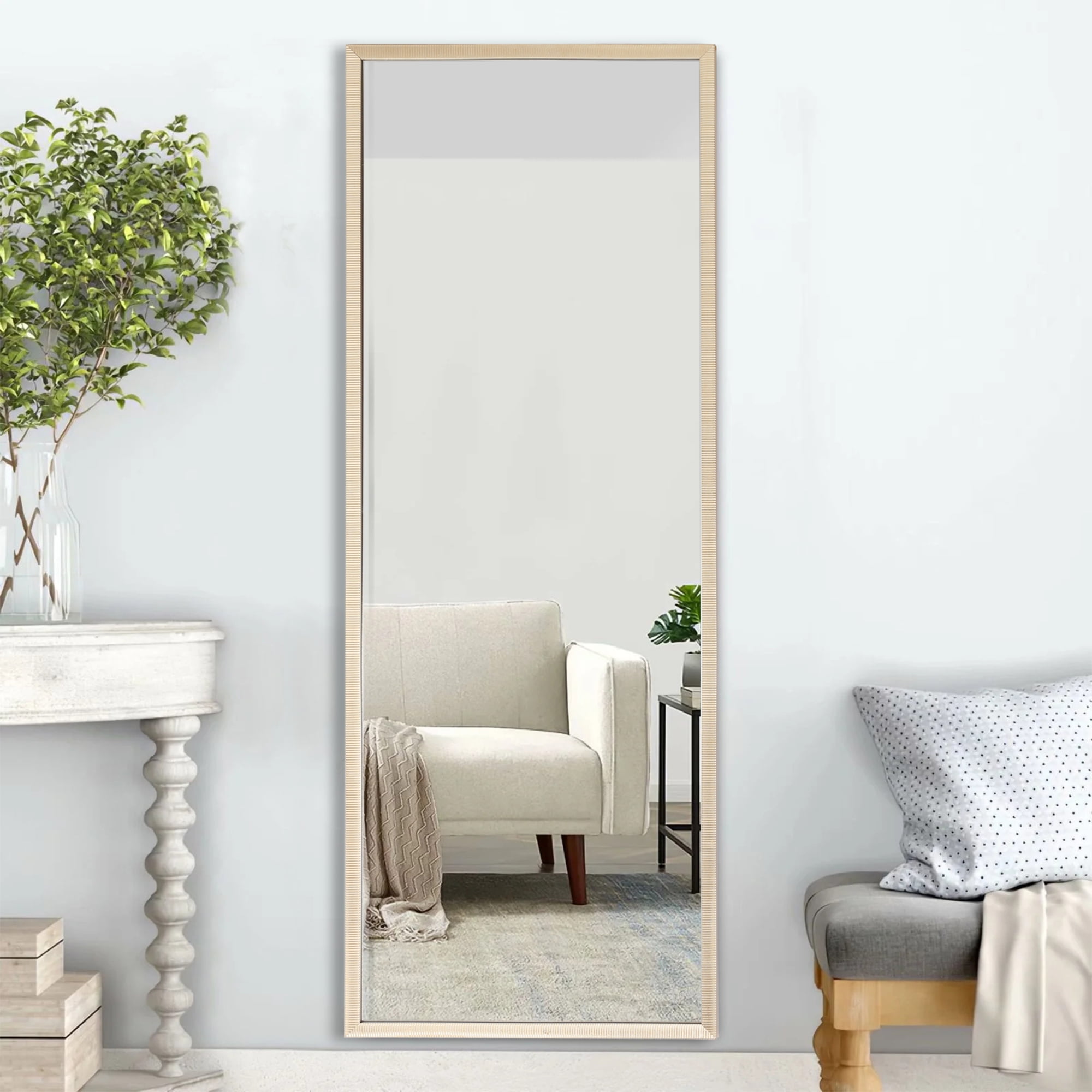 43"*16" Full Length Mirror PS Standing Floor Mirror Rectangle Full Body Mirror Gold
