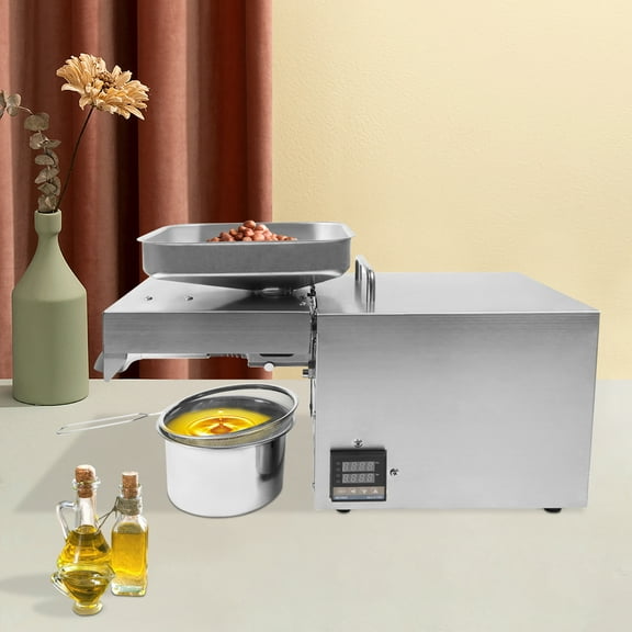 43*18*30cm 80RPM 610W Silvery Oil Press Machine Food Grade Oil Extractor Cold&Hot FOR Mustard Seeds Rapeseed