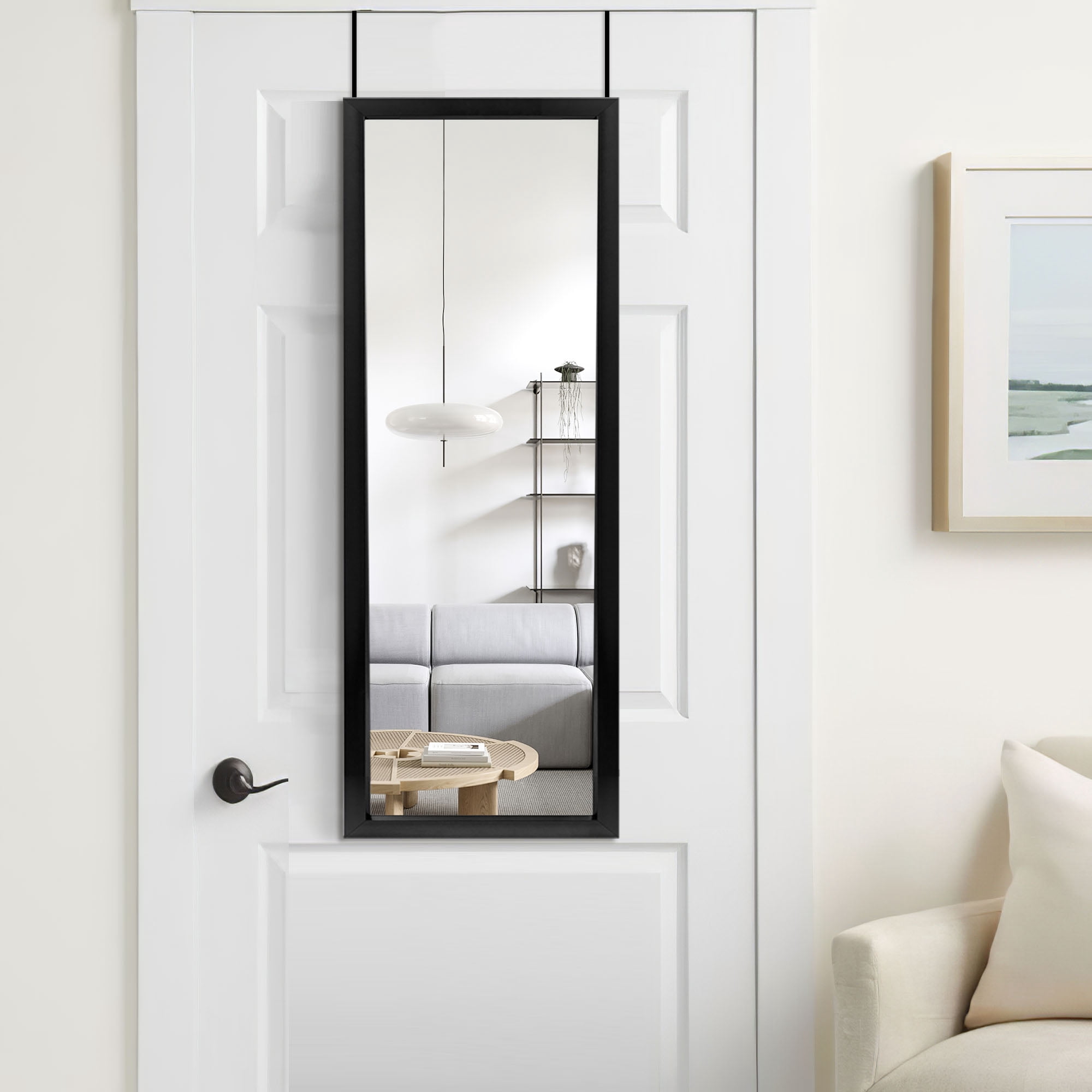 43"*18" Full Length Over the Door Mirror Rectangle Hanging Mirror for Bedroom Living room Black