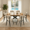 thumbnail image 1 of 43.2"-59.2" Extendable Round Dining Table Set for 4-6,7 Piece Round Kitchen Table Set with 6 Upholstered Chairs for Kitchen Living Room, Space Saving, 1 of 10