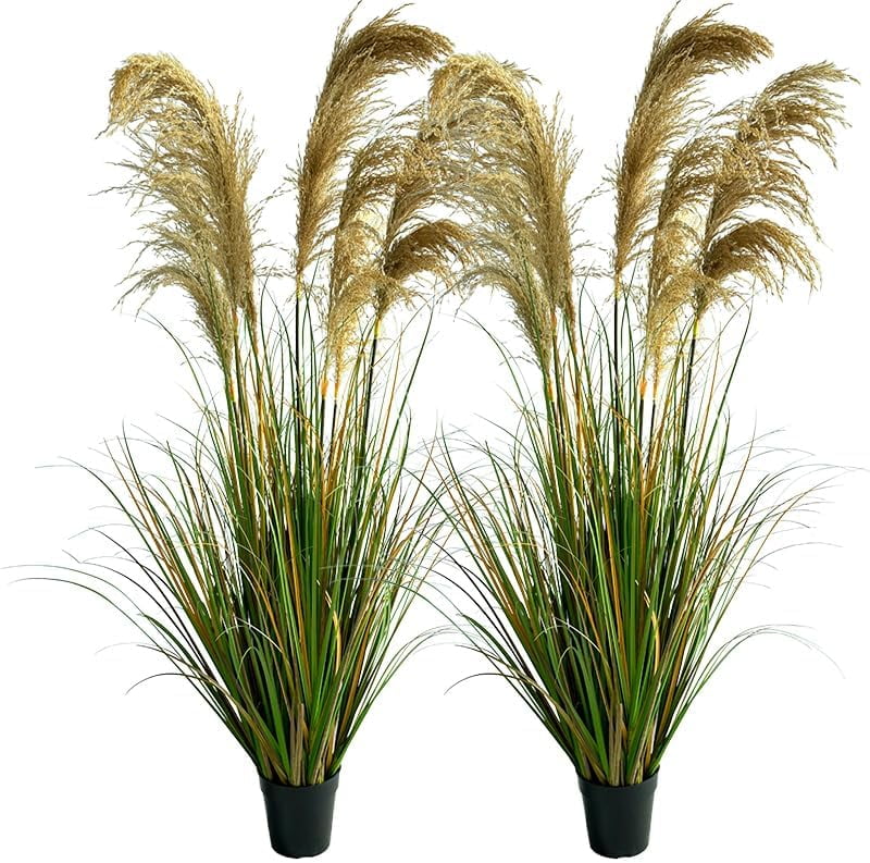 43" (2Pack) Pampas Grass Potted Plants Artificial Faux Plants