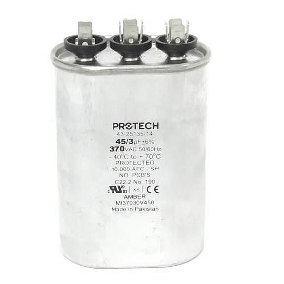 43-22362-06 - OEM Rheem Upgraded Replacement Capacitor 45+3 uf MFD 370 Volt VAC