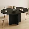 43.3"59" Extendable Round to Oval Dining Table for 4-8, Space Saving Kitchen Table with Removable Leaf, Cross Base Support, Easy Assembly, Table OnlyBlack
