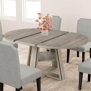 43.3"-59" Extendable Round Oval Dining Table for 4-8