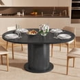 thumbnail image 1 of Fsbecl Extendable Wooden Round Dining Table, Modern Farmhouse Kitchen Table for 4-6, Black, 1 of 7