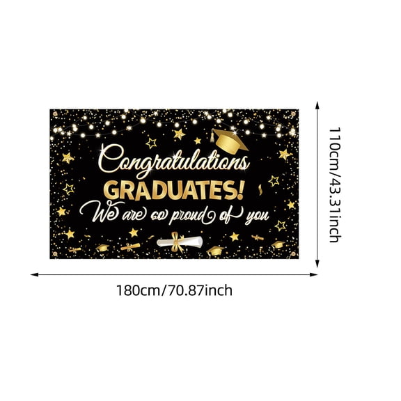 43.3×70.9 Inch Polyester Graduation Backdrop, Congrats Graduate Photo Booth Background for Grad Party Decor