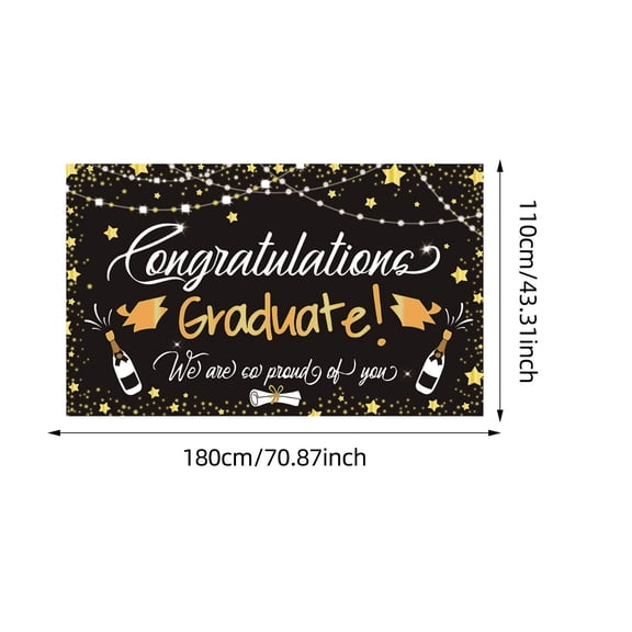 43.3×70.9 Inch Polyester Graduation Backdrop, Congrats Graduate Photo Booth Background for Grad Party Decor