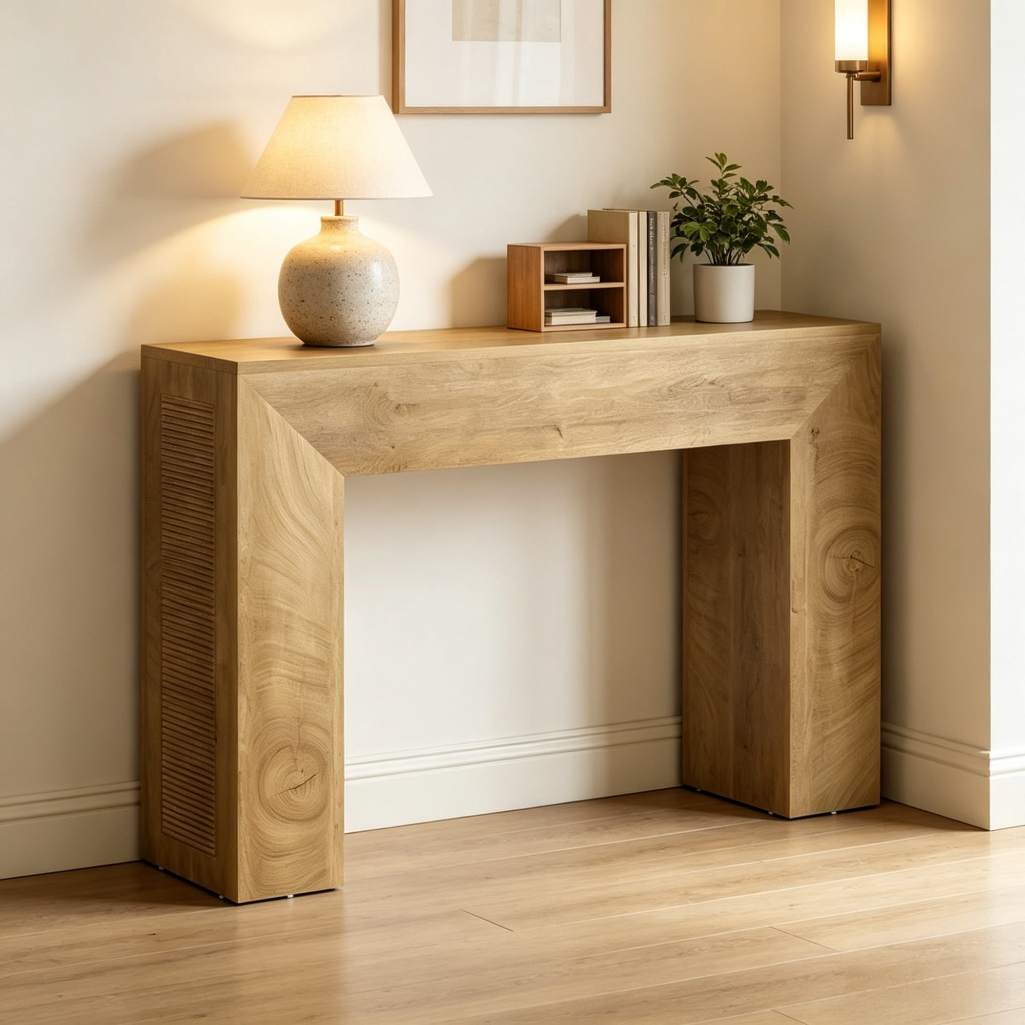43.3" Entryway Console Table, Small Fluted Sofa Table Behind Couch