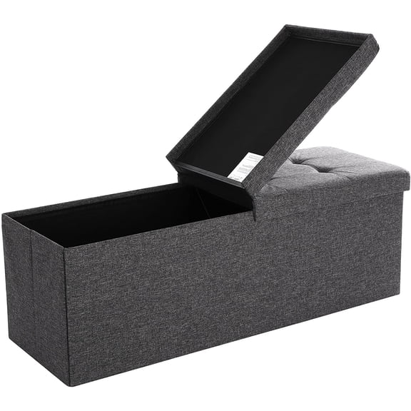 SONGMICS 43.3" Folding Storage Ottoman Bench Ottoman With Storage Storage Chest