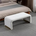 thumbnail image 1 of 43.3" Foot of Bed Benches, Bedside Bench for Bedroom, Tufted Bench Ottoman Footstool Bedroom Bench Shoe Bench With Gold Metal Legs, Ivory, 1 of 7