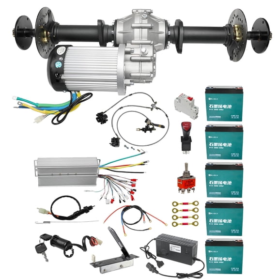 43.3" Golf Cart Rear Differential Axle Kit with 60V 2500W DC Brushless Motor 5000RPM 12:1 Gear Ratio for DIY Projects Electric Vehicles ATVs, UTVs, Quads, Buggy, Mini Bikes, Trikes, Go Kart