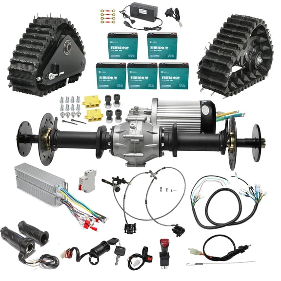 43.3" Golf Cart Rear Differential Axle Kit with 60V 2500W DC Brushless Motor 5000RPM 12:1 Gear Ratio, Snow Sand Tracks for DIY Projects Electric Vehicles ATVs, UTVs, Quads, Buggy, Mini Bikes, Go Kart