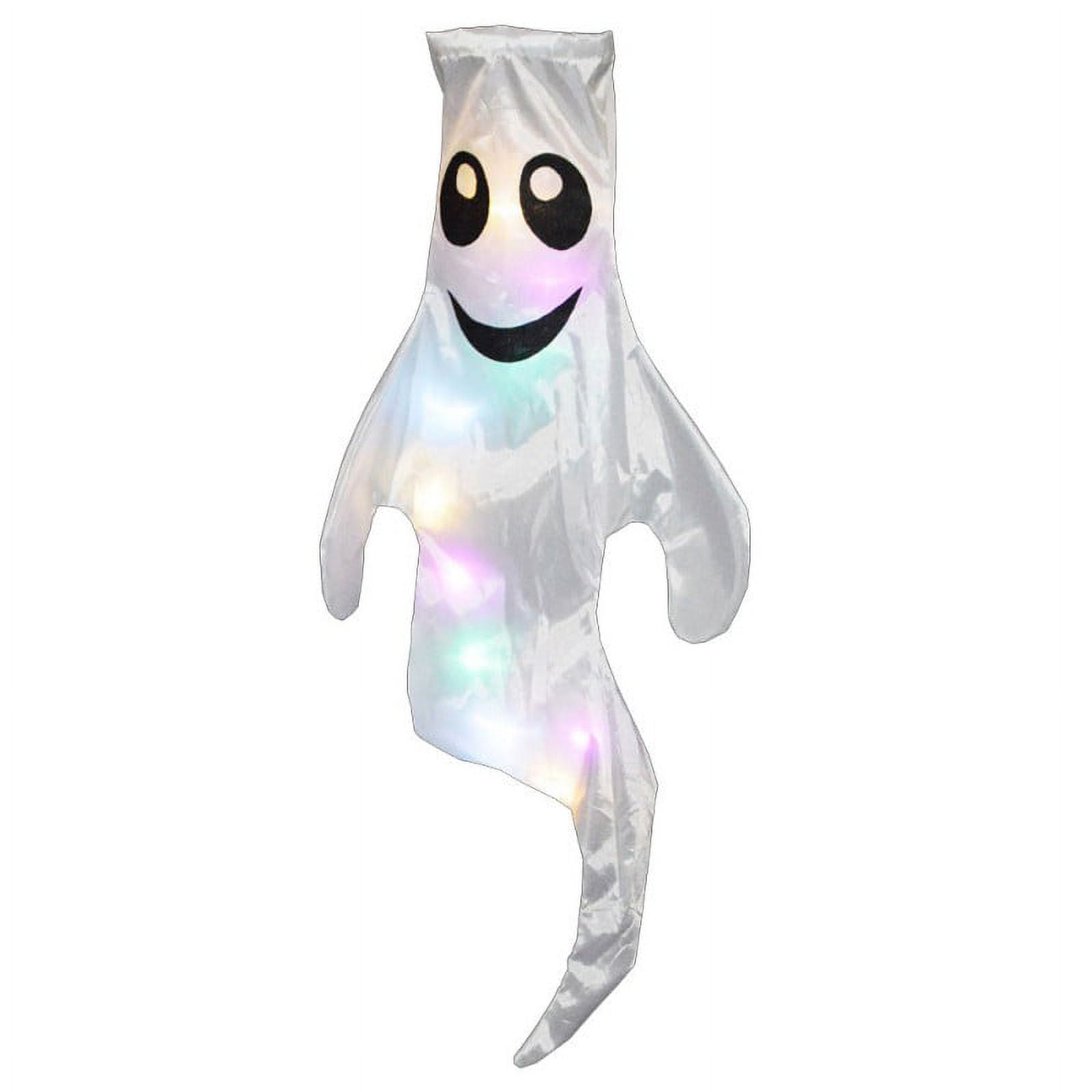 Halloween LED Ghost Windsocks - 3 Pack Hanging Decor With String Lights For Outdoor Yard, Tree, Or Porch (Batteries Not Included)