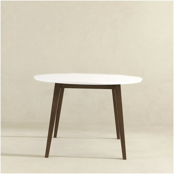 43.3 Inch Round Solid Wood Dining Table, White Modern Kitchen Table for Breakfast Nook or Small Space
