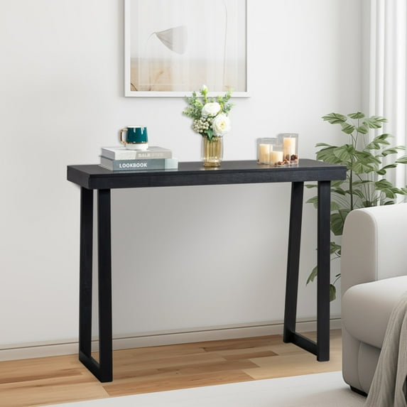 43.3 Inch Solid Wood Console Table for Entryway, Sofa Table Narrow Entryway Table for Hallway, Behind The Couch, Living Room, Foyer, Black