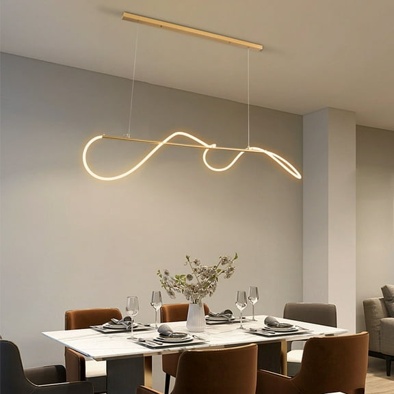 43.3"L Modern Gold Music Note LED Chandelier Lamp Ceiling Light, Height Adjustable Neutral White Lighting