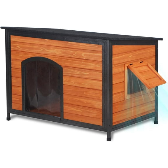 43.3"L Outdoor Dog House for Small Medium Large Dogs Outside Chew Proof Iron Frame Dog Kennel Raised Design