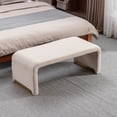 thumbnail image 1 of 43.3'' Ottoman Bench with Boucle Fabric, End of Bed Bench with Golden Metal Legs, Upholstered Entryway Bench for Living Room Bedroom Entryway, Beige, 1 of 7