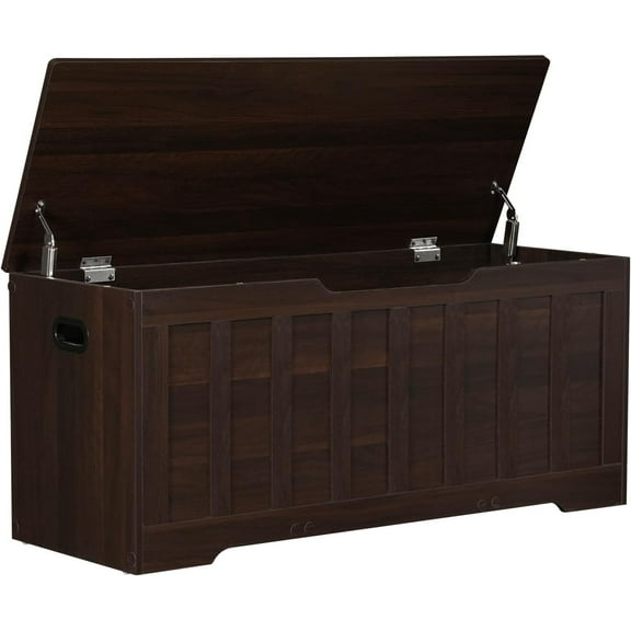 43.3" Storage Chest Extra Large,Storage Trunk with 2 Safety Hinges,Wooden Storage Bench,Shoe Bench,43.3x15.7x19.1 Inch,Easy Assembly,Storage Bench for Bedroom,Living Room,entryway(Espresso).