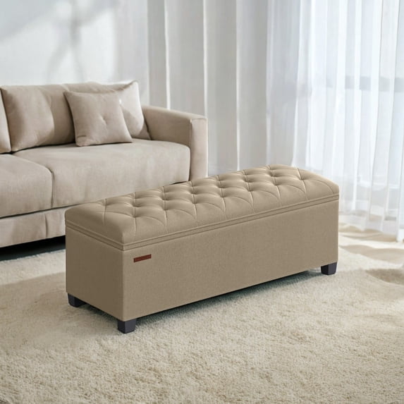 SONGMICS 43.3" Storage Ottoman Bench, Foot Rest with Legs, Ottoman with Storage, Rectangle End of Bed Bench, Storage Chest, Load up to 660 lb, Study