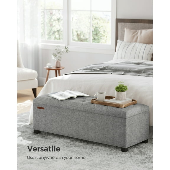 SONGMICS 43.3" Storage Ottoman Bench, Foot Rest with Legs, Ottoman with Storage, Rectangle End of Bed Bench, Storage Chest, Load up to 660 lb, Study