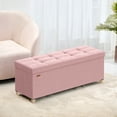 thumbnail image 1 of SONGMICS 43.3" Storage Ottoman Bench, Ottoman with Storage, 30 Gal Foot Rest Stool for Bedroom Living Room, Jelly Pink, 1 of 7
