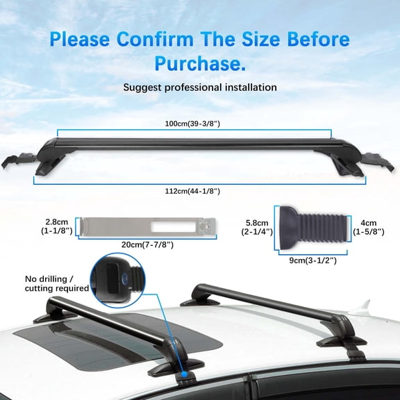 43.3" Top Roof Rack Cross Bar Luggage Carrier w/ Lock For Nissan Rogue 2008-2023