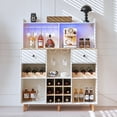 thumbnail image 1 of Sideboard Buffet with Power Outlet, LED Lighted Wine Rack, Glass Holder & Storage Drawers, Wine Cabinet with Storage Drawers & Open Shelves, Sideboard Buffet Cabinet for Dinging Room, Living Room, 1 of 13