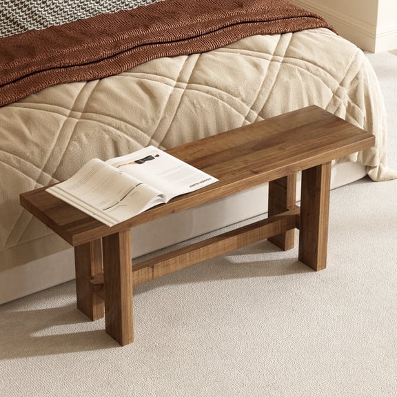 43" Farmhouse Reclaimed Solid Wood Bench, Entryway Bench, Wooden Dinning Seat Bench for Indoor, Living Room and Bedroom