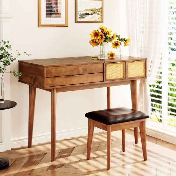 43.3" Wood Dressing Table with Anti - slip Feet / Safe Usage, Comfortable Experience
