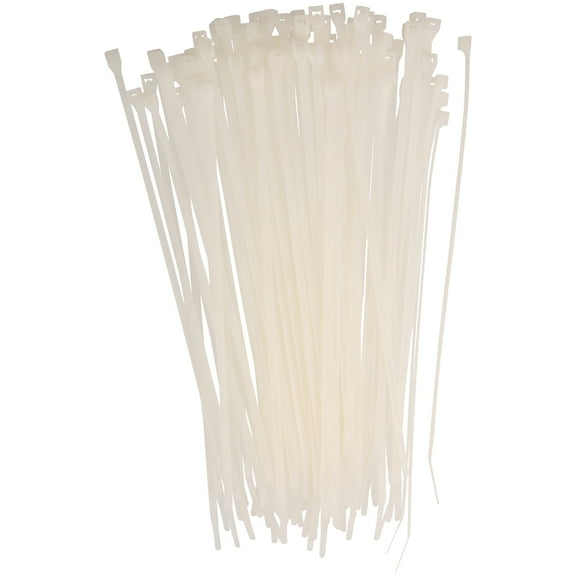 43-308W Hyper Tough Cable Tie, 8" Length, Ntl, 45lb Tensile Strength, (100/Bag)
