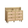 thumbnail image 1 of 43.31" 6-Drawer Rattan Storage Cabinet with LED Lights and Power Outlet, Natural, 1 of 7