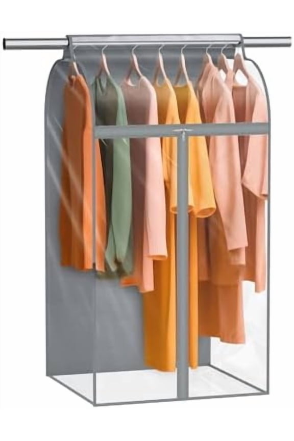 43" Hanging Garment Bags for Hanging Clothes Clear Clothes Storage Bag Bottom Enclosed Garment Rack Cover Clothing Organizer for Suits, Fur Coat, Leather Jacket, Sweater,Shirt