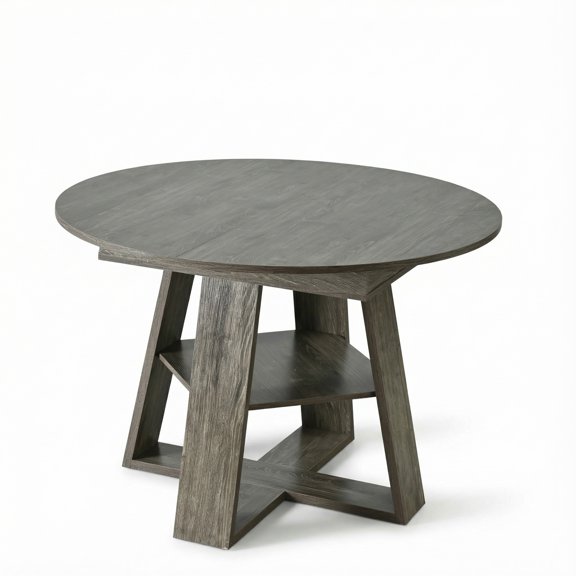 43.3in-59in Extendable Round Dining Table for 4-8,Modern Kitchen Oval Dining Table with Removable Leaves Space Saving,Wood Base with Storage Shelf for Kitchen Living Room (table only)