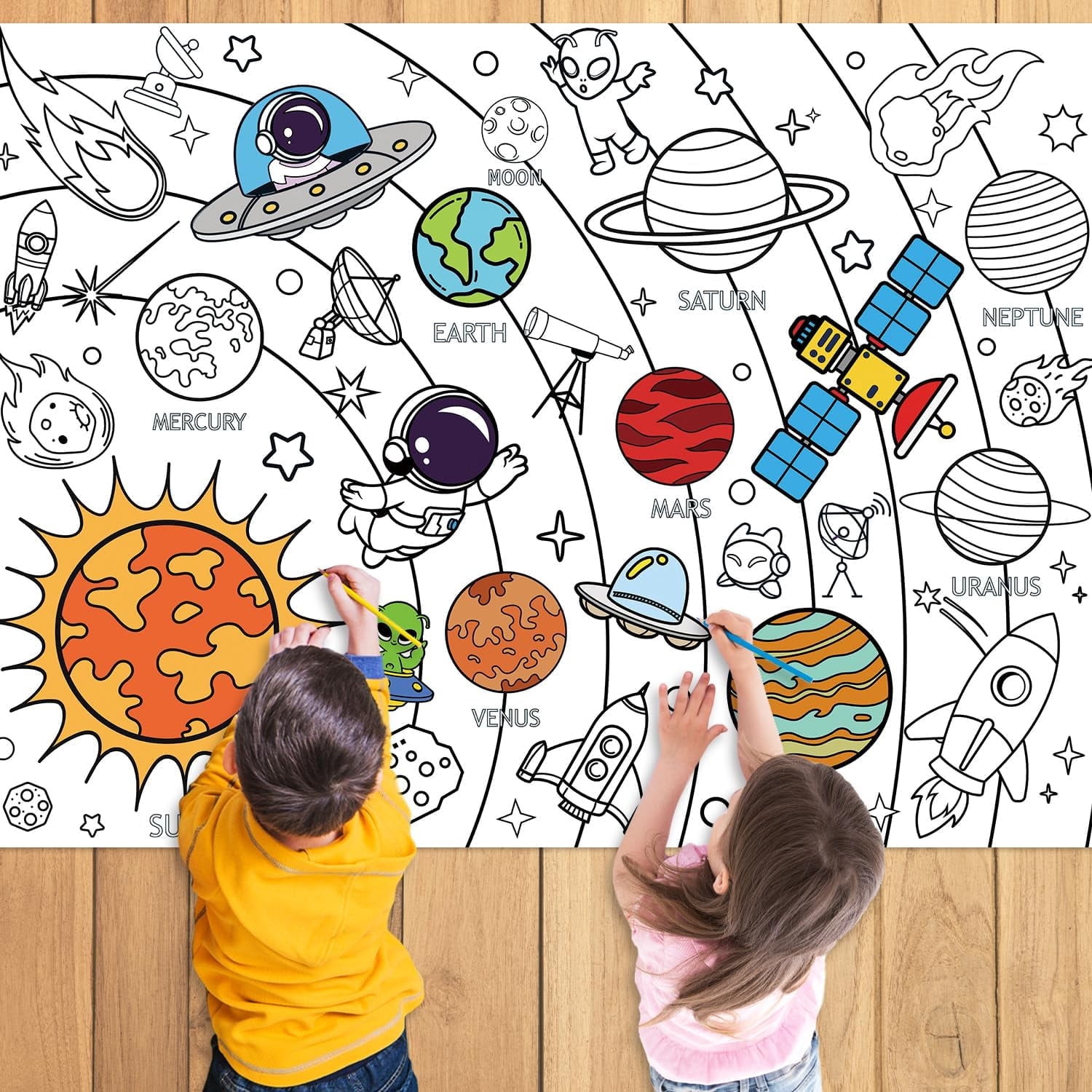 Space Coloring Poster with Picture, Giant Astronaut Painting Poster ...