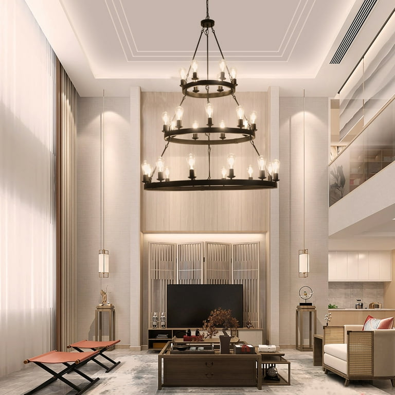 Lighting Ideas Modern Chandelier For High Ceiling Living Room