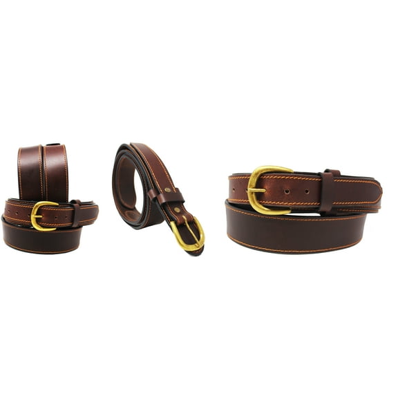 43-44  Men's 1-1/2" Wide Brown Leather Floral Tooled Casual Jean Belt 26RAA154TN